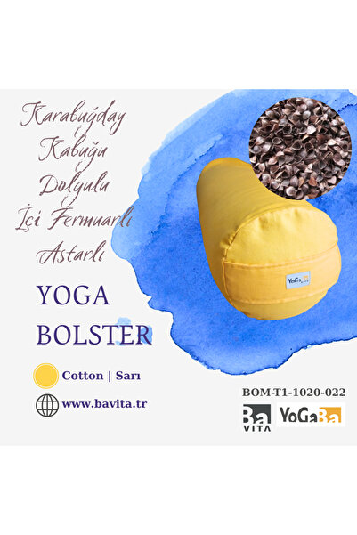 BaVITA Yoga Bolster Minder T1 Karabuğday Dolgulu Sarı 22x68cm