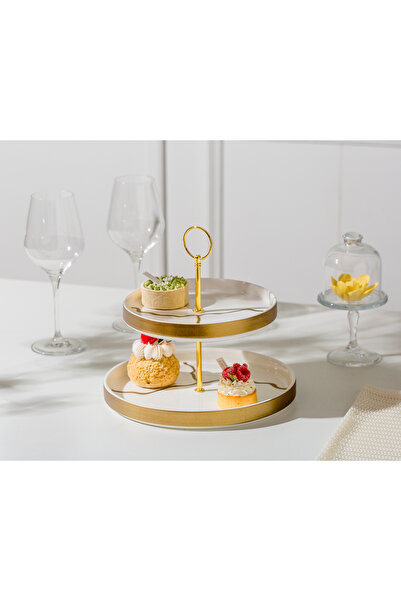 Malooki Suport Prăjituri Etajat din Porțelan, 2 Niveluri, 25 cm - Infinity co...