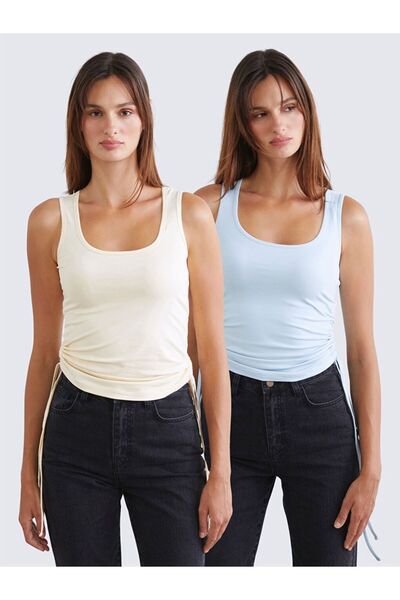 LC Waikiki Square Neck Gathered Women's Tank Top 2-Pack