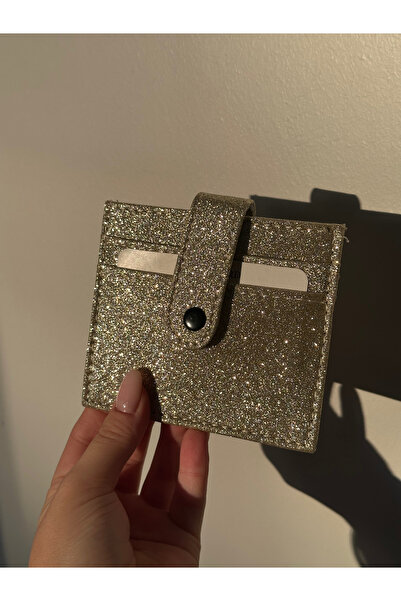 Zuna Studio Women's Gold Snap-On Sparkling Glitter Card Holder