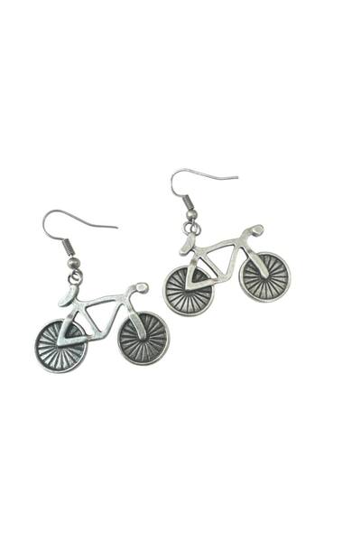 Yuchicly Silver Color Dangle Women's Earrings with Vintage Bicycle Design