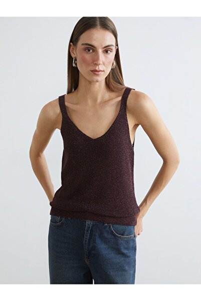 LC Waikiki V-Neck Shiny Looking Women's Knitwear Undershirt