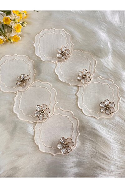 KUMSAL ÇEYİZ 6 Adet Sunumluk Peçete,Kokteyl Peçete,Kahve Yanı Sunumluk,Bardak...