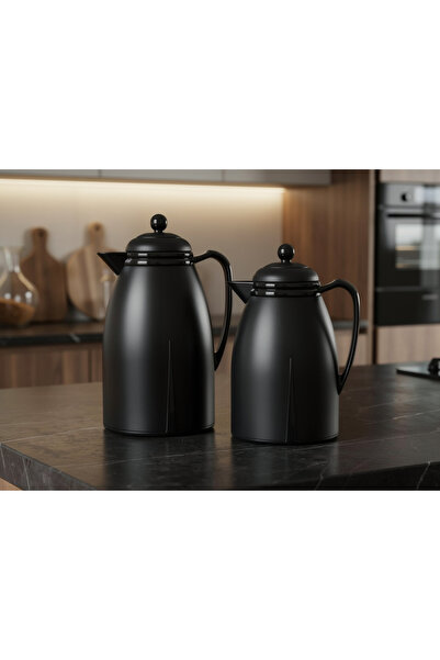 ZALA طقم ترمس مزدوج فاخر بلون أسود داكن - تصميم أنيق وعصري وفاخر، ترمس للمشرو...