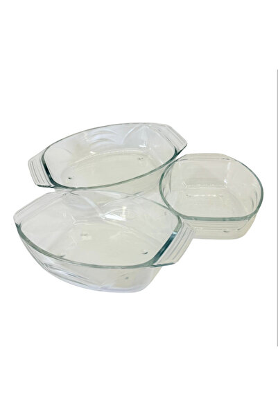 OEM SET OF 3 HEAT-RESISTANT GLASS PARMA VESSELS – OVAL SHAPE WITH HANDLE