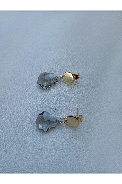 OEM 18K gold plated earrings with Swarovski Black Diamond 16mm
