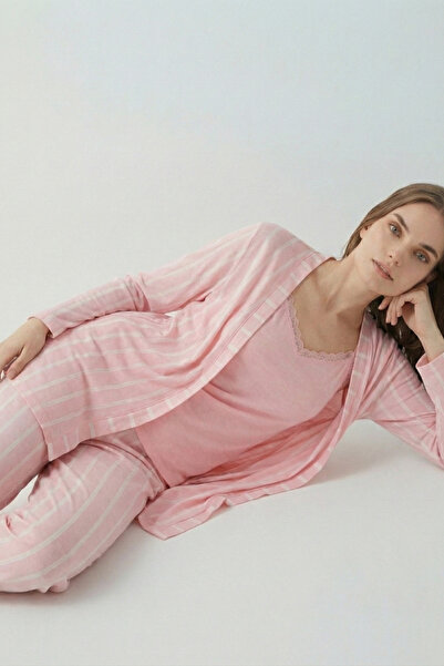 Pierre Cardin Women's 3-Piece Pajama Set with Striped Robe Vr.P9.1.C54.Y01.T