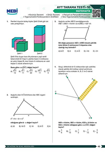 Yetsis Yayınları AYT Matematik Tarama Testleri
