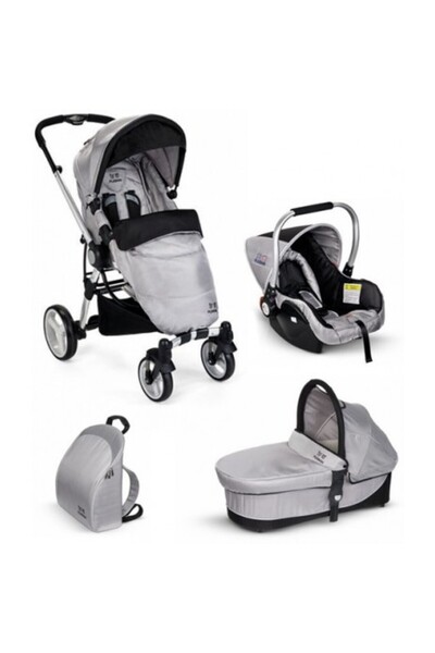 Plebani Cărucior reversibil 3 în 1 P4 Trio-Silver
