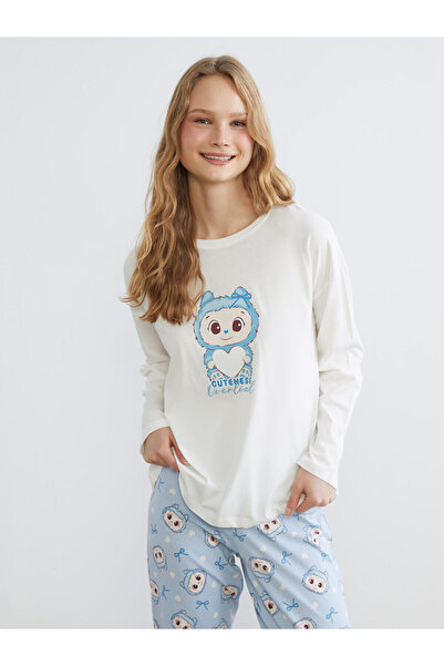 LC Waikiki Σετ γυναικεία πιτζάμα Özmarka New Season Crew Neck με τύπωμα