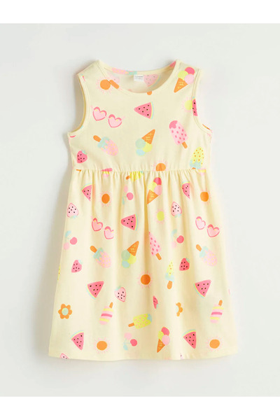 LC Waikiki Παιδικό φόρεμα για κορίτσια με κίτρινο σχέδιο LCW