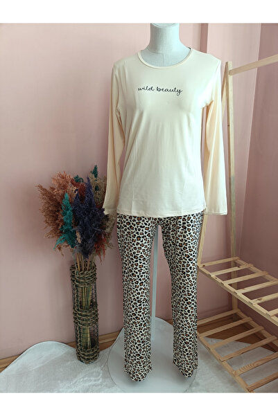 Miss Line طقم بيجامة نسائي من Wild Beauty بنقشة الفهد موسمي