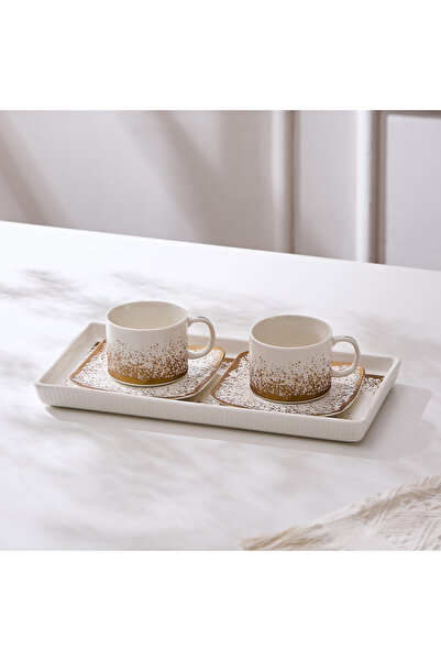 Malooki Set of 2 cups with 2 saucers and porcelain platter, 180 ml - SNOWING ...