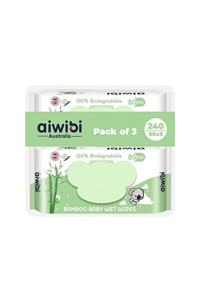 Aiwibi Skin-Friendly Baby Wet Wipes with Bamboo – 80×3- 240 pcs