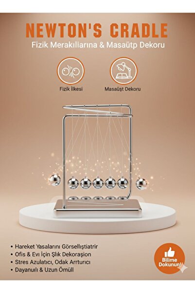 TeknoEser Newton's Cradle Denge Topları - Ofis ve Ev İçin Şık Metal Tasarım D...