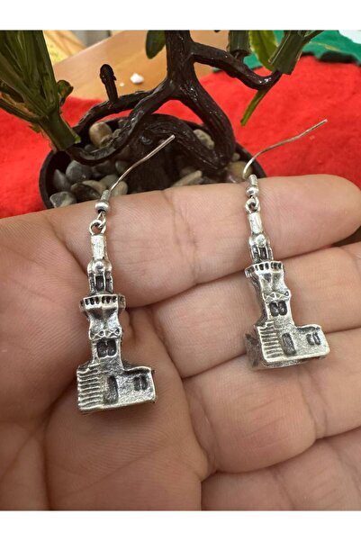 Yuchicly Silver Color Dangle Women's Earrings with Historical Tower Figure