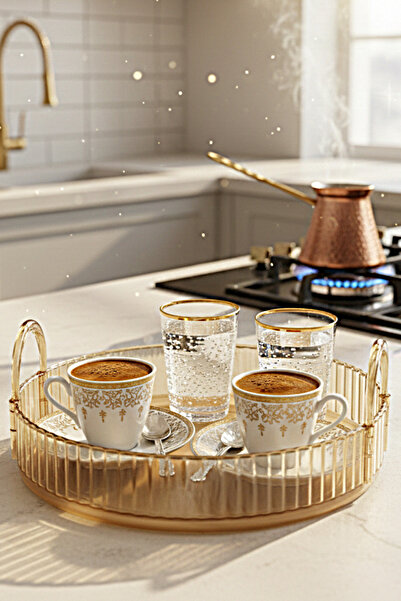 UNIQUE ME Polycarbonate Retro Tray Serving and Presentation Tray Round Amber