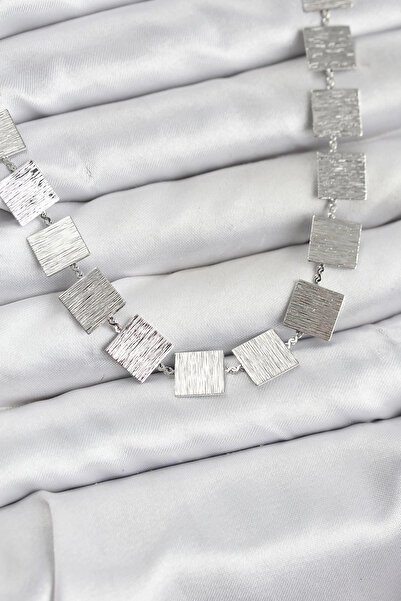 lowell home Square Plate Model Silver Color Women's Necklace