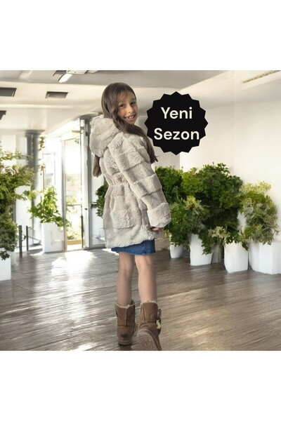 EYLÜL EZGİ BUTİK Girl's Stone Lined Plush Coat