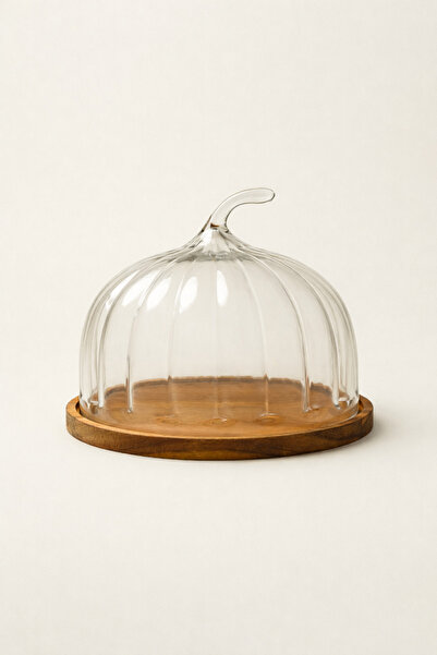 Mirilliahome Acacia Cake Presentation Plate with Glass Dome Cake and Dessert ...