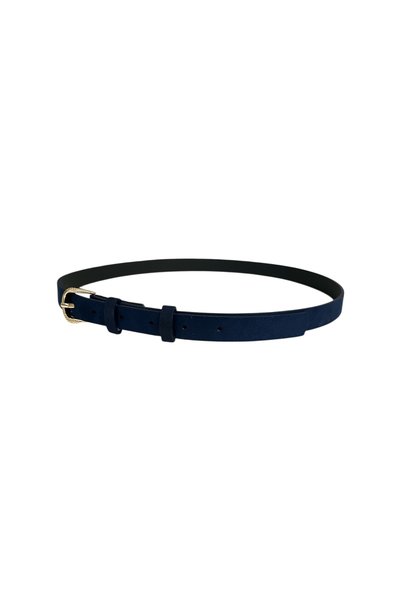 stravis Navy Blue Color Suede Belt with Gold Buckle