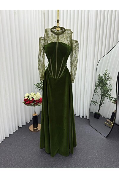 LAVİE FASHİON Peach and lace evening dress