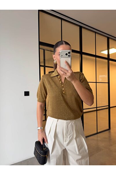 BB Bensu Buyruk Tricotaj argintiu cu nasturi aurii