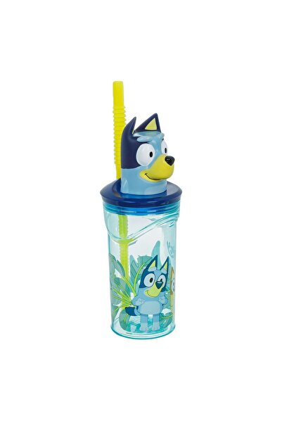 OEM Πλαστικό ποτήρι με καλαμάκι 3D Μπλούι 360ml