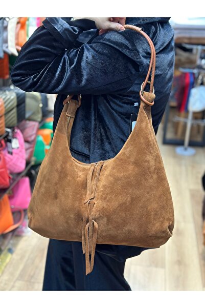 LOTUS AYAKKABI & ÇANTA Hakiki Deri Süet Omuz Çantası