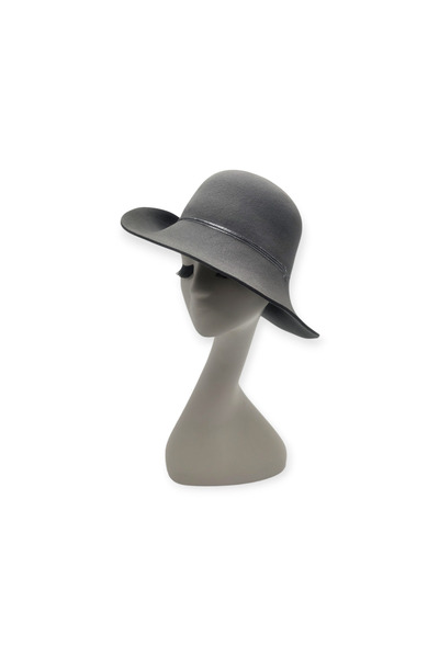 Miss Hat Elegant Gray Wool Felt Hat with Detachable Veil