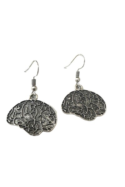 Yuchicly Silver Color Dangle Women's Earrings with Brain Figure on the Theme ...