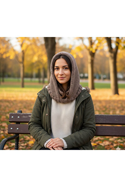 R&N HANDMADE DESIGN El Örgüsü Kapüşonlu Hem Bere Hem Boyunluk ( Balaklava )