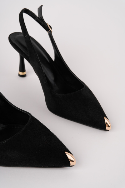 Ceylans Metal Detail Thin Heel Open Back Women's Stiletto Mks556