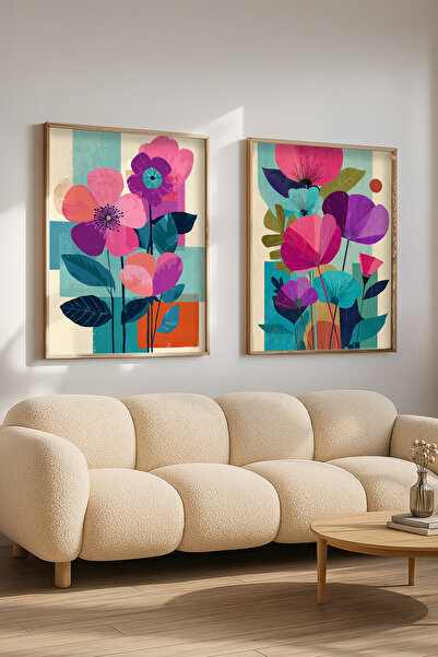 STARYUNA Set de pictură bilaterală cu ilustrație de flori colorate moderne, c...