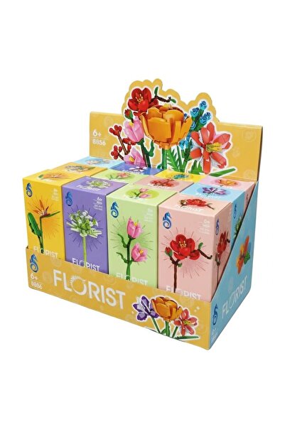 BYCEGU 8856 12-Piece Flower Lego -Can in a Box