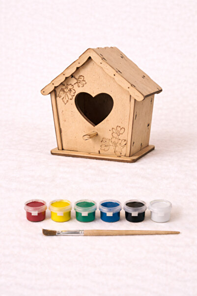 CARON CHOCOLATE Eğitici Ahşap Boyama Oyunu Kuş Evi | Kendin Boya | Okul ve At...