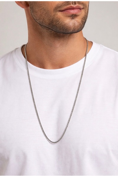 Çelik Men's Cube Chain Necklace 60cm