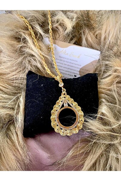 NETİCE ÖYLEK Burma Zincir Çeyrekli Kolye Çeyrek Çerçeveli Kolye