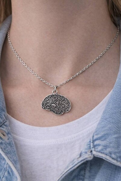 HER ŞEY NOTA www.herseynota.com قلادة يومية للجنسين ذات طابع فكري مع شكل دماغ...