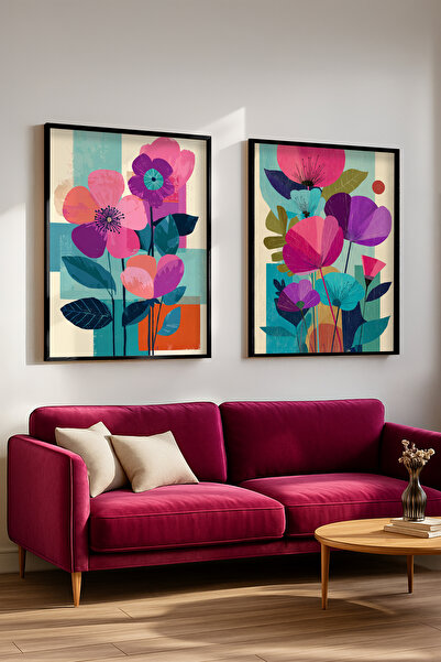 STARYUNA Set de pictură dublă cu ilustrație de flori colorate moderne, cu cad...