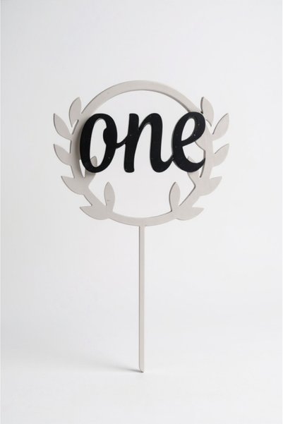 mdf 1 Year Old Wooden Cake and Cupcake Topper |   Minimal & Noble Design |   7X12 cm Birthday Ornament One
