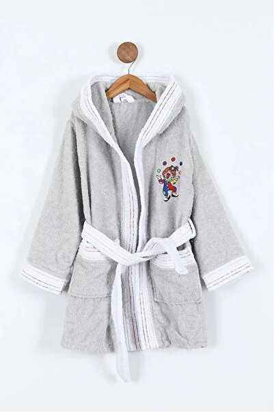 Bella Home Clown Embroidered Hooded Children's Bathrobe - 100% Cotton - Origi...