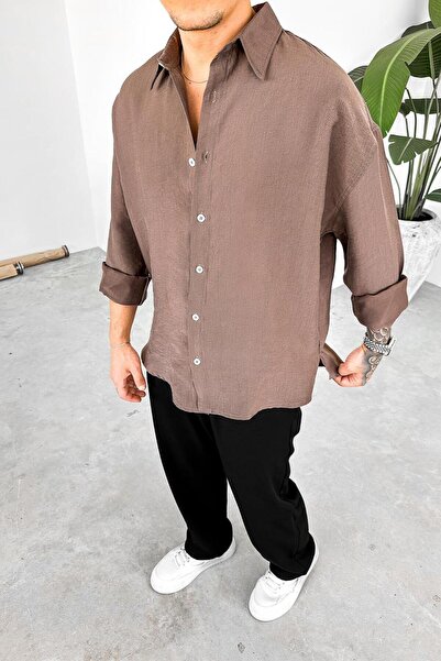 HAFKAGİYİM Brown Soft Premium Oversize Shirt