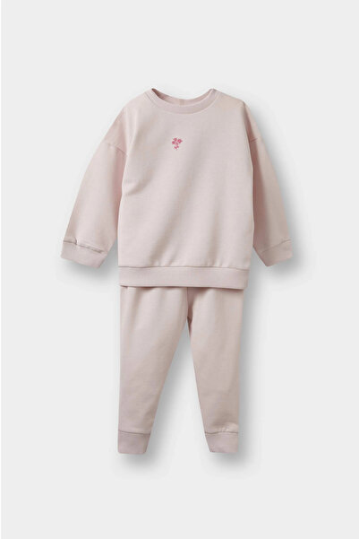 DeFacto E8358A5Pr306 Purple Baby Girl Sweatshirt Fabric 2-Piece Set