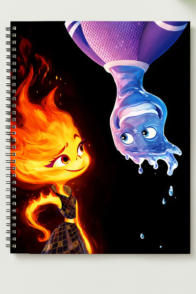 BLACKONECLASS ATEŞ VE SU A5 Metal Spiralli Çizgisiz kalın bristol Kapak ATEŞ ...