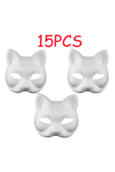 Choice 15PCS 3/6/9/12/15PCS Therian Masks White Cat Masks Blank DIY Halloween...