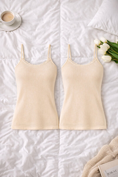 ROZELT Women's Skin Viscose Stretch Fabric Strap Tank Top (Pack of 2)