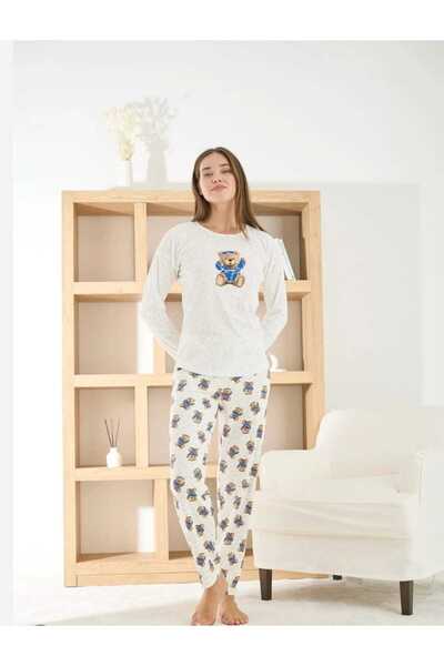 BOYRAZ Soft and Comfortable Pajama Set with Its Cute Bear Pattern and Buttone...