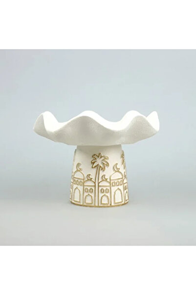 Generic Luxury Ramadan serving dish, white color with gold decorations