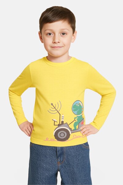 Hamleys Kids Boy Crew Neck Long Sleeves Graphic Print T-shirt, Yellow